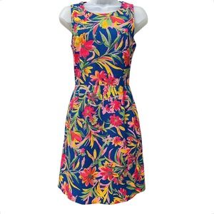 J.Crew Tropical Floral Fit & Flare Sleeveless Dress Resort Wedding Guest Size 2